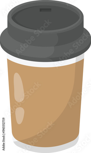 Paper Cup with Lid Flat Illustration. Clean Icon Design Element Isolated on White Background