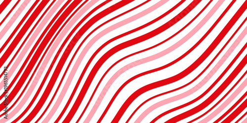 Candy cane christmas event design, peppermint diagonal stripes with waves seamless pattern