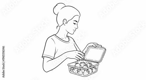 Person preparing fresh fruit snack in a portable container