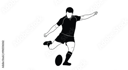 A dynamic athlete kicking a ball captured in striking silhouette