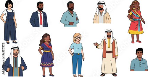 Diverse group of people representing various cultures and professional.