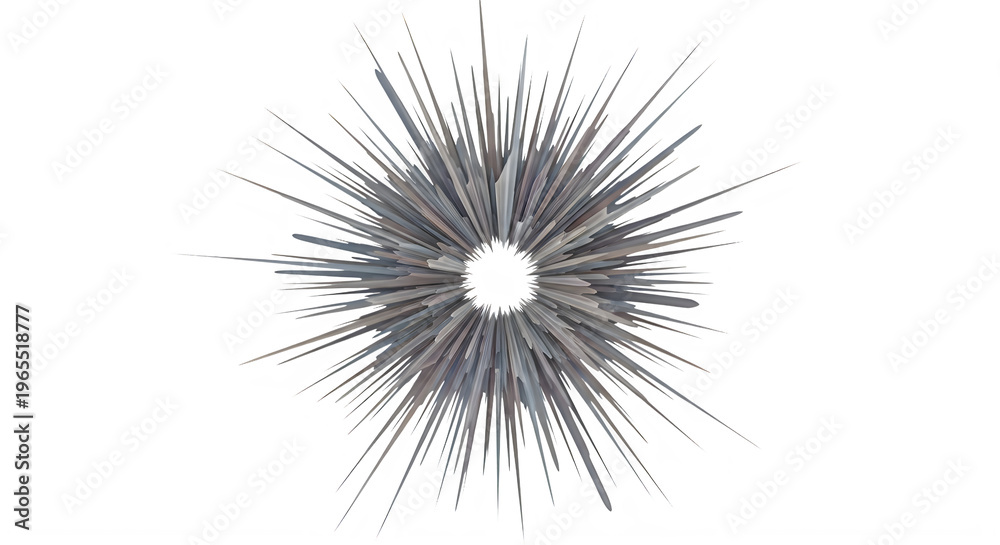Obraz premium Grey spiky explosion shape with sharp lines radiating outward from center transparent background