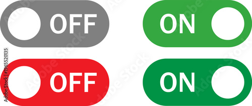 Visual representation of toggle switches in on and off states