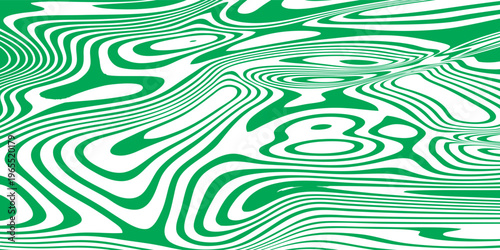 Abstract Green and White Fluid Wave Pattern with Topographic Lines Background. Modern Trendy design in Vector Illustration