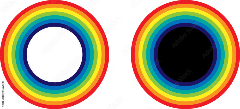 Obraz premium Concentric rainbow circles with contrasting inner holes and solid fills
