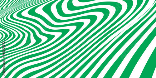 Abstract Green and White Fluid Wave Pattern with Topographic Lines Background. Modern Trendy design in Vector Illustration