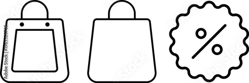 Shopping bag icons with a discount sale symbol indicating promotions and deals