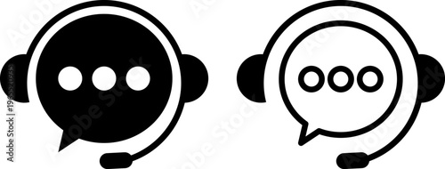 Two cartoon characters with speech bubbles and headsets engaged in conversation