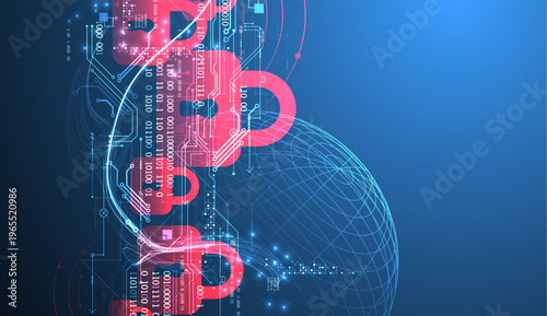 Data security Illustrates cyber data or information privacy idea. Color abstract  technology background.