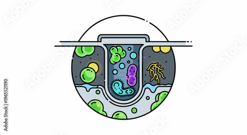 Microscopic organisms in a wastewater treatment pipe