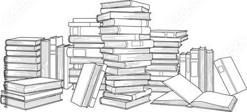 Stacked Books Illustration Isolated on White Background