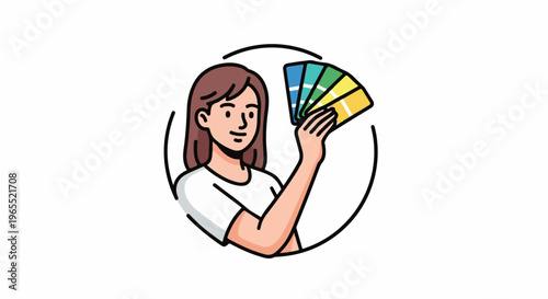Person holding color swatches in a circular frame