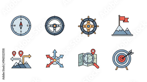 Vector Icon Sheet of Navigation and Direction Symbols