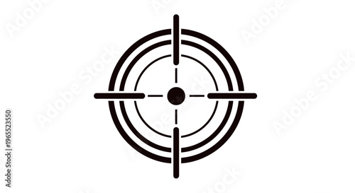Minimalist Target Crosshair Icon with Red Bullseye Center Point - Conceptual Symbol for Business Strategy, Goal Achievement, and Precision Aiming