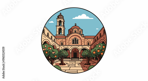 Ornate courtyard of a historic building with domed roof and bell tower