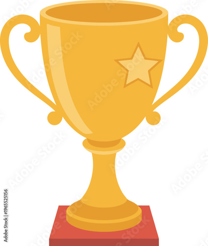 Trophy award bowl on stand representing victory, achievement, success, recognition, and athletic excellence, winner prize concept, vector illustration