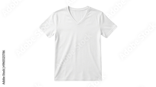 Photos A plain white v-neck t-shirt, a versatile wardrobe staple, perfect for layering