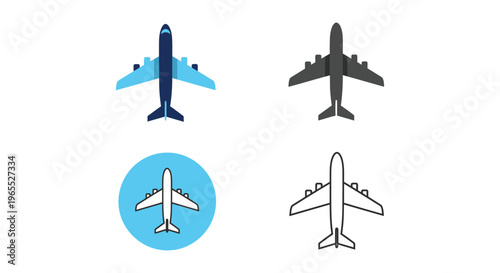 Various airplane vector designs and illustrations in different colors and styles