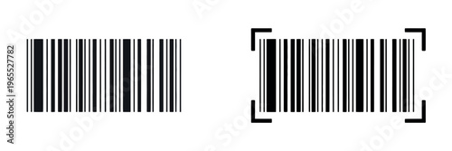 Barcode icon vector illustration featuring simple fake bar code design for web interface, product distribution, scanning, and retail system, isolated on white background