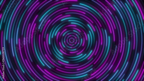 Glowing Neon Circular Lines Abstract Background