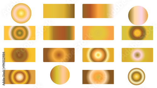 Golden Metallic Gradients Vector Swatches Set for Luxury Branding and Graphic Design Elements