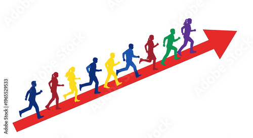 People Running Up Arrow Graph.