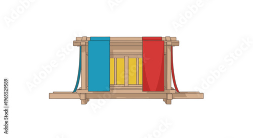 Colorful yarn on a loom.