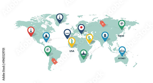 Map with various location markers shown.