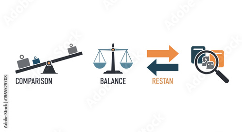 Business concepts icons for comparison.