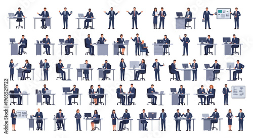Business people in various poses.