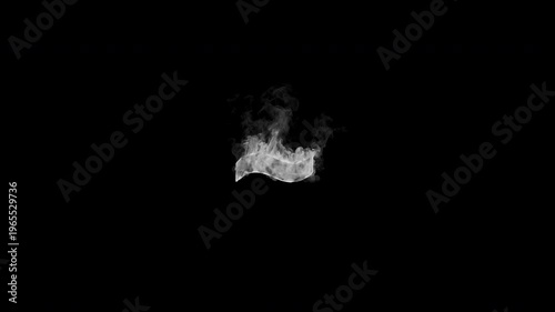 Smoking tilde ~ symbol with realistic white smoke on transparent background. Smoky punctuation animation for typography, coding, math, titles and motion graphics. Seamless loop in 4K, alpha channel.