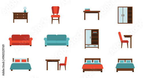 Collection of furniture items on display.