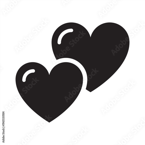 Empathy icon. Two heart touching icon. Icon symbol for empathy, compassion, kindness, care, support, understanding, connection, love, sympathy, feeling. Vector outline illustration.