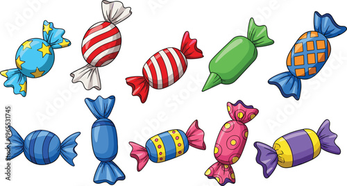 Candy Vector Illustration Showing Colorful Wrapped Sweet Confection