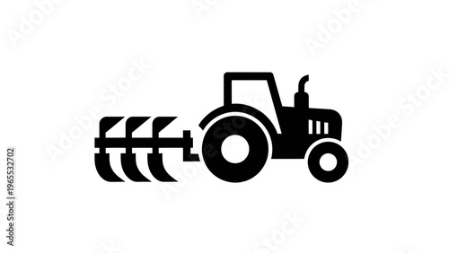 Tractor Plowing Field Icon Vector Illustration Agricultural Farming Machinery Symbol Isolated on White Background for Rural Industry and Agriculture Concepts