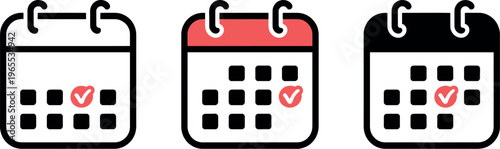 Calendar icon with checkmark representing schedule, planning, task completion, appointment management, and time organization, vector illustration