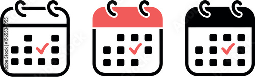 Calendar icon with checkmark representing schedule, planning, task completion, appointment management, and time organization, vector illustration