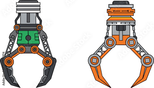 Robotic Claw Vector Illustration Showing Dual Mechanical Gripper
