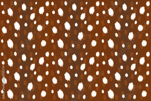 Deer spots pattern brown white seamless animal skin texture. Seamless winter deer fawn, jaguar, cheetah fur pattern. Vector illustration
