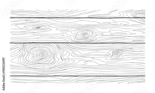 Black and white line of wood grain texture with knots pattern natural
