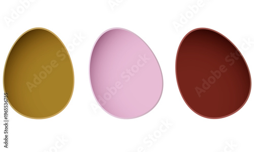 Easter Egg Set of Different Whole and Half Shell Egg Vector Template on a Transparent Background