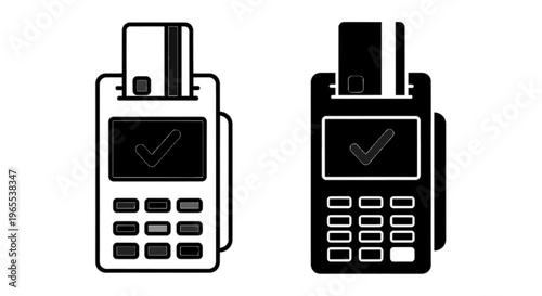 Vector illustration of credit card payment terminal icons set on a transparent background