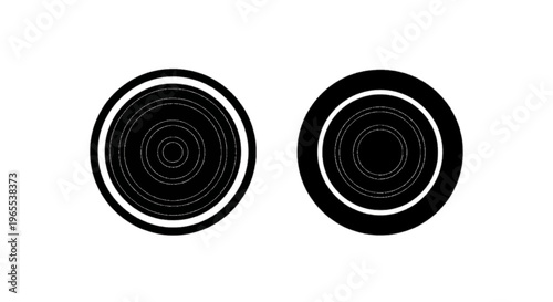 Vector illustration of abstract concentric circles pattern design elements on a transparent background