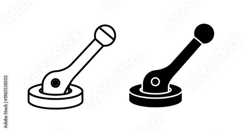 Vector illustration of industrial lever switch icon set, mechanical control handle on a transparent background