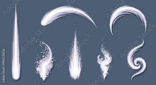 Anime Style Magic Energy Effects Vector Pack - Motion Trails, Slashes, and Power Blasts for Comic and Game Design