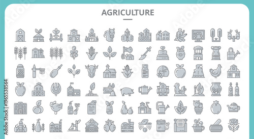 Agriculture icons a collection of farming and produce related illustrations