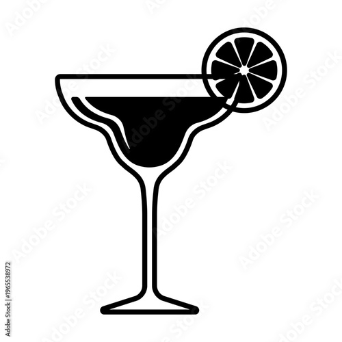margarita glass with lime slice outline icon