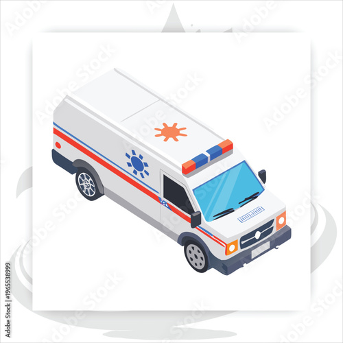 Emergency Ambulance Vehicle Medical Rescue Van Isolated Healthcare Transport Illustration,