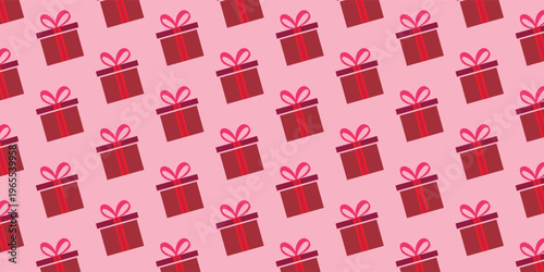 Red gift box seamless pattern festive wrapping paper background for holiday packaging decoration and celebration design