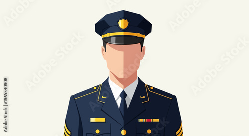 Minimalist Flat Design Police Officer Avatar in Professional Law Enforcement Uniform